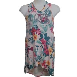 GIRLS 💜💜💜 Hawaiian tropical love floral print swimsuit cover up slvls dress